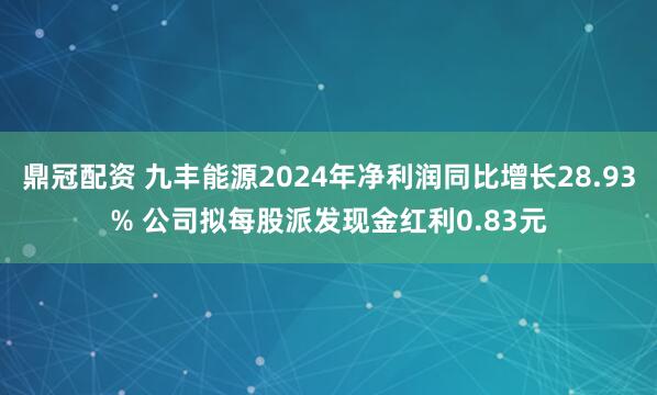 鼎冠配资 九丰能源2024年净利润同比增长28.93% 公司拟每股派发现金红利0.83元