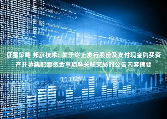 证星策略 邦彦技术: 关于终止发行股份及支付现金购买资产并募集配套资金事项暨关联交易的公告内容摘要